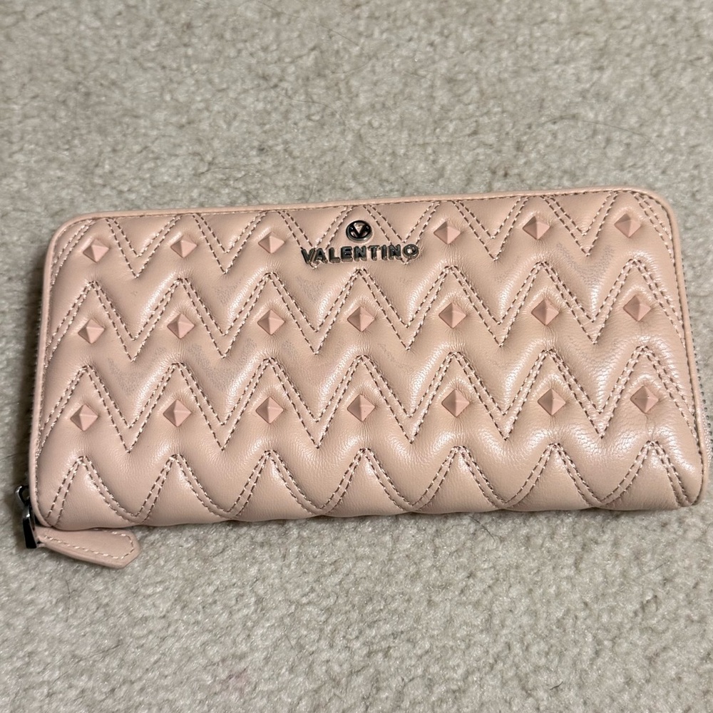 Valentino by Mario Valentino Leather Tan Women's Wallet with rockstuds